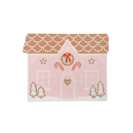 Baking Spirits Bright Pink Gingerbread House Large Napkins