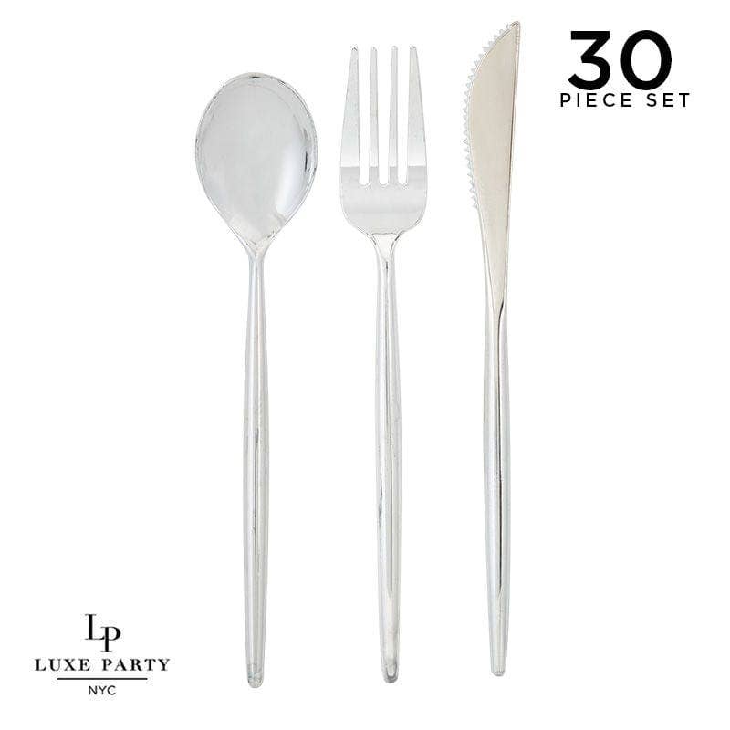 Matrix Silver Plastic Cutlery Set | 30 Pieces