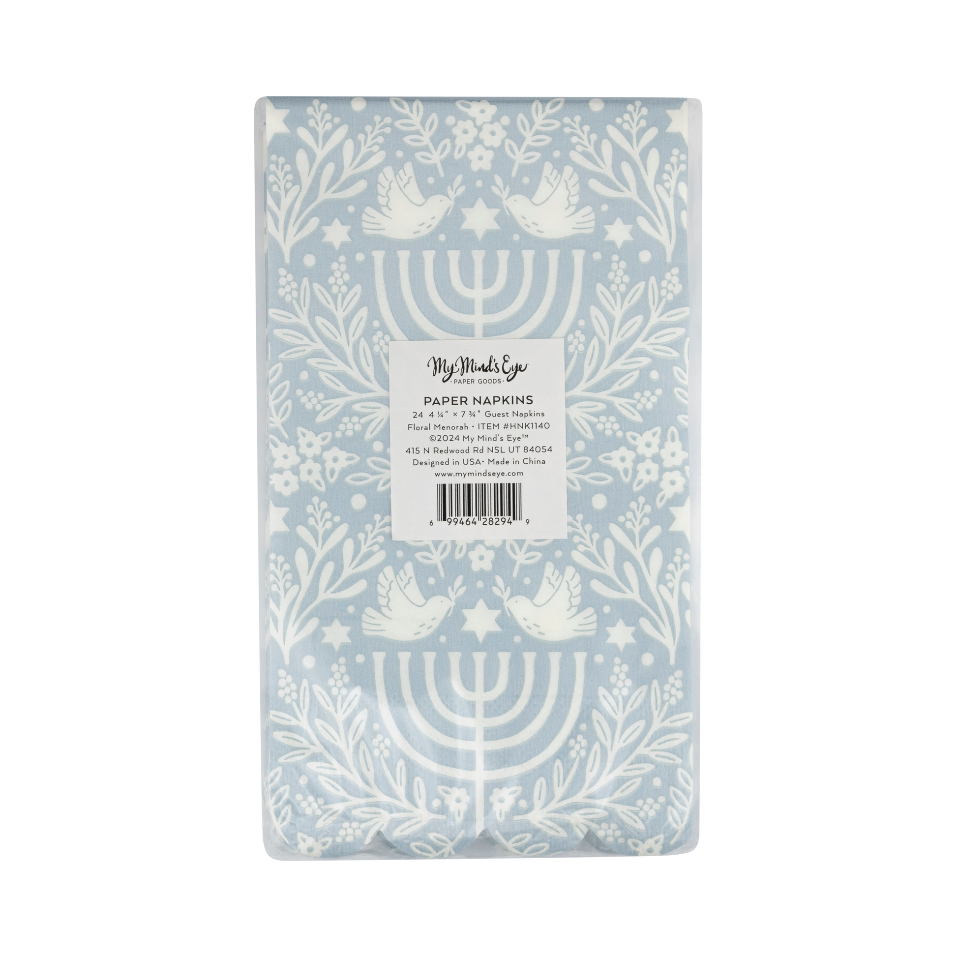 Floral Menorah Dinner Napkin