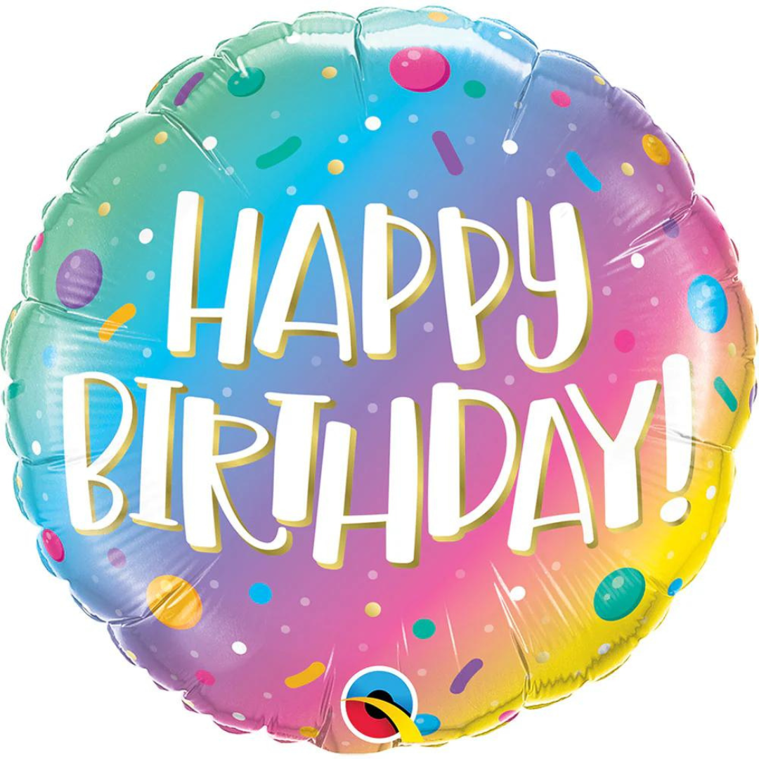 18" Rainbow Ombre Sprinkles Birthday Balloon