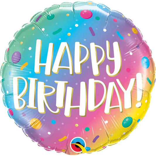 18" Rainbow Ombre Sprinkles Birthday Balloon