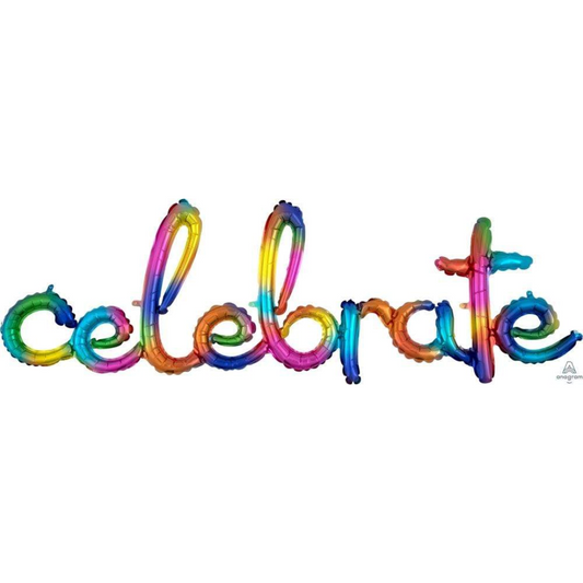 59" Rainbow Celebrate Script Balloon