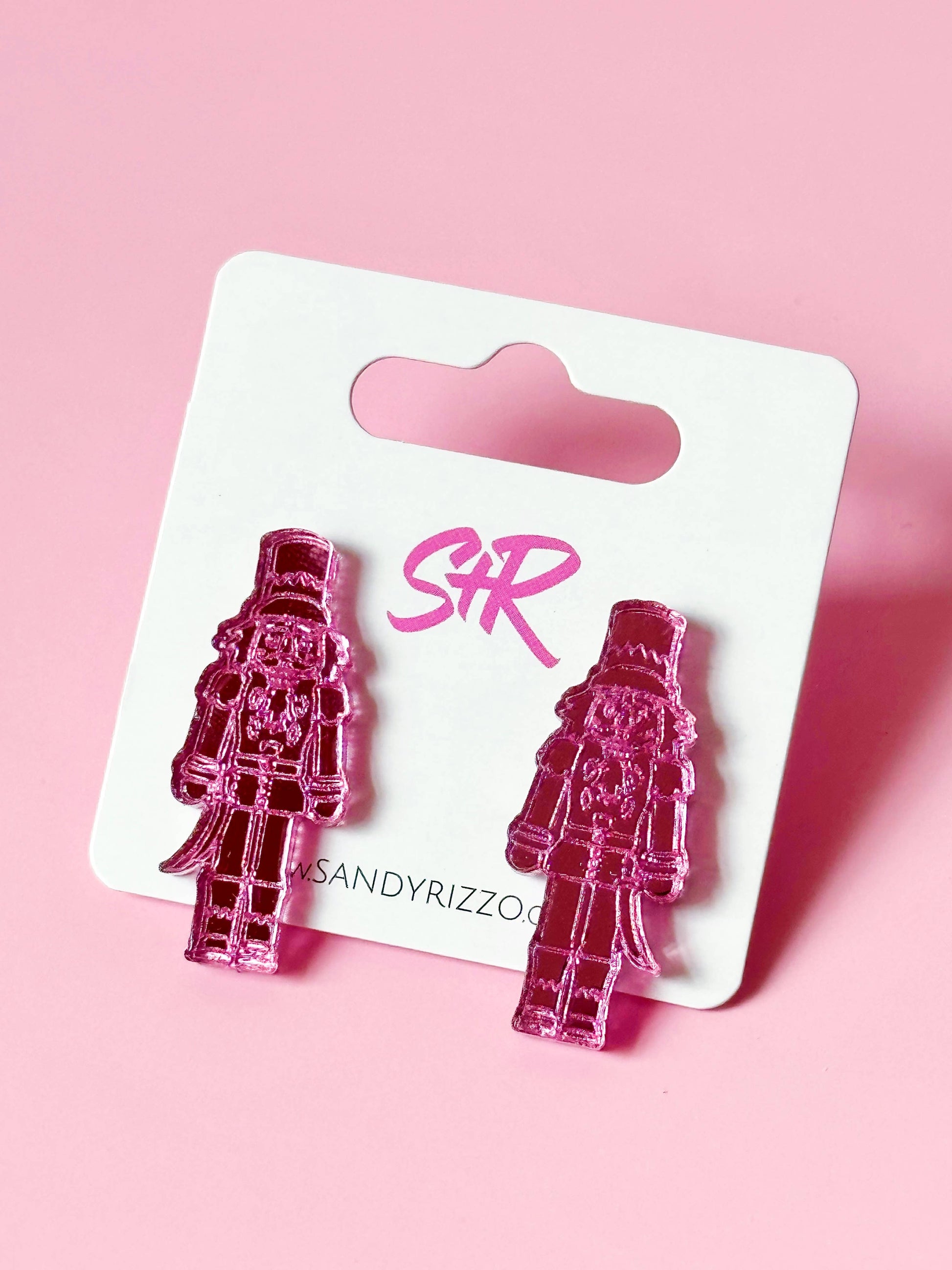 Pink Mirror Nutcracker Stud