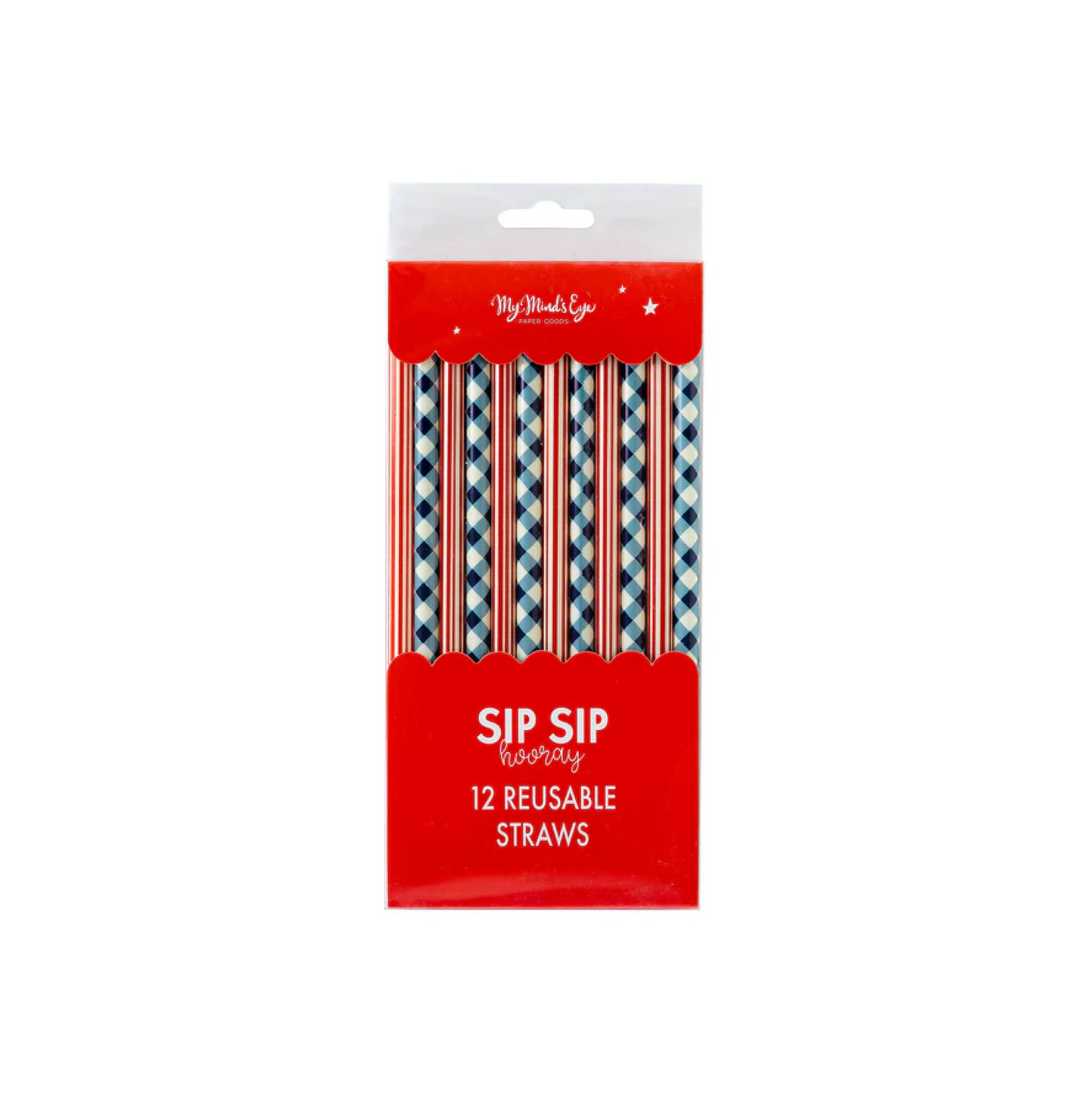 Blue Plaid Reusable Straws (12 pack)