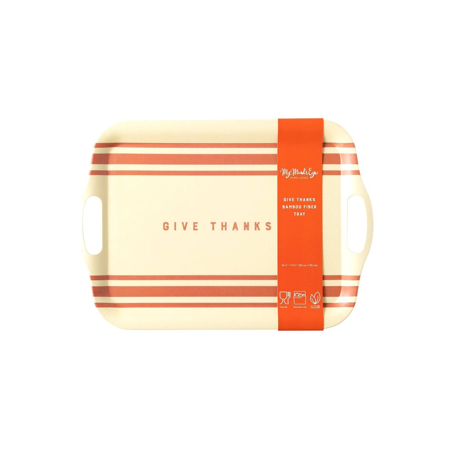 Harvest Give Thanks Stripe Reusable Bamboo Tray