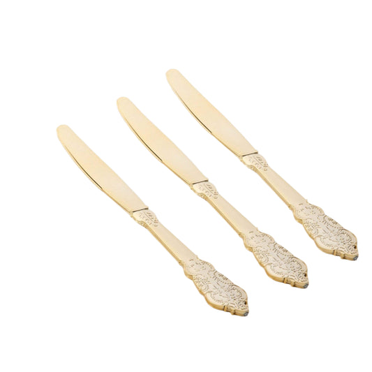 Venetian Design Gold Plastic Knives | 20 Knives