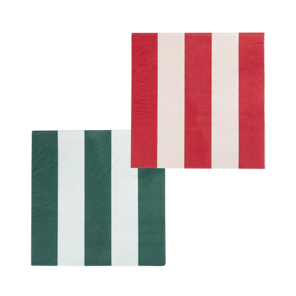 Red and Pink Green and Mint Striped Cocktail Napkin Set