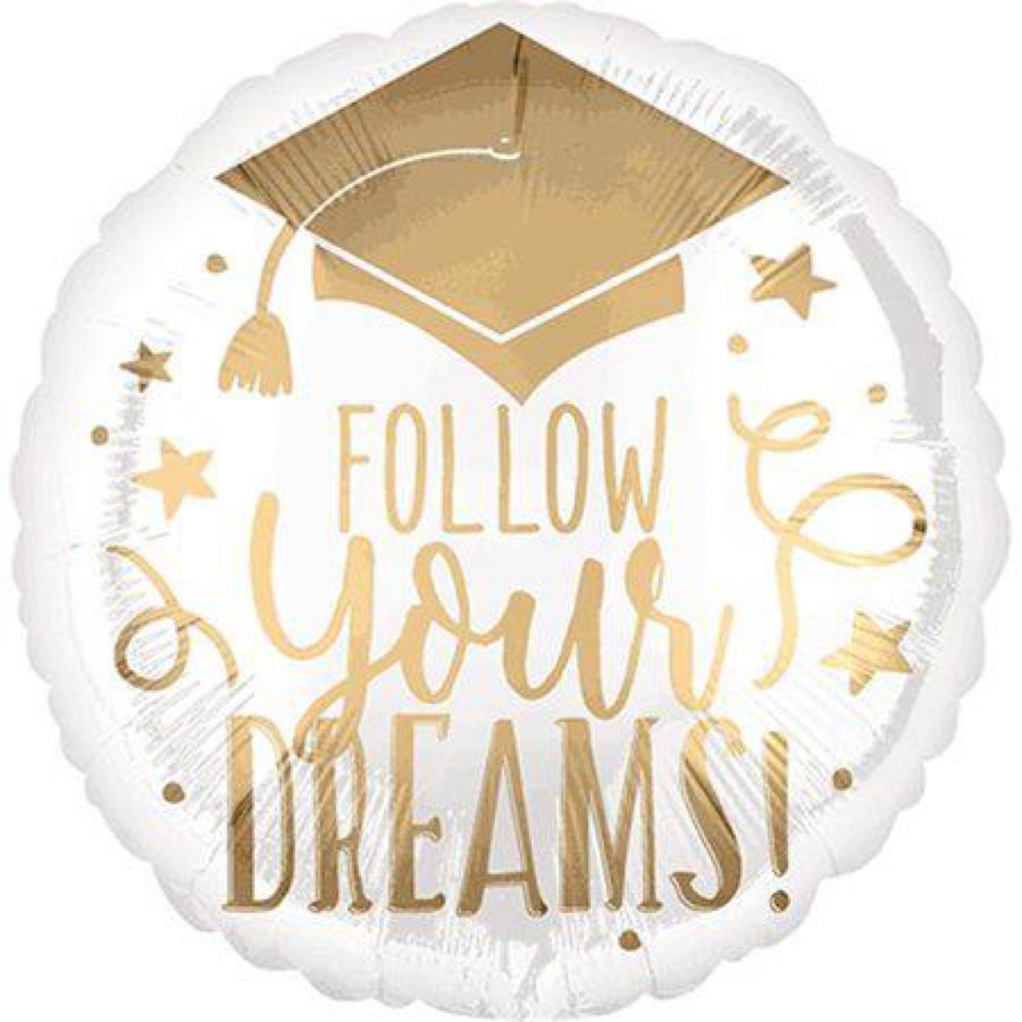 18” Follow Your Dreams White & Gold Mylar Balloon