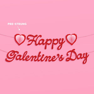 Happy Galentine's Day Banner - 3D glitter banner, Valentine's Day, Vday
