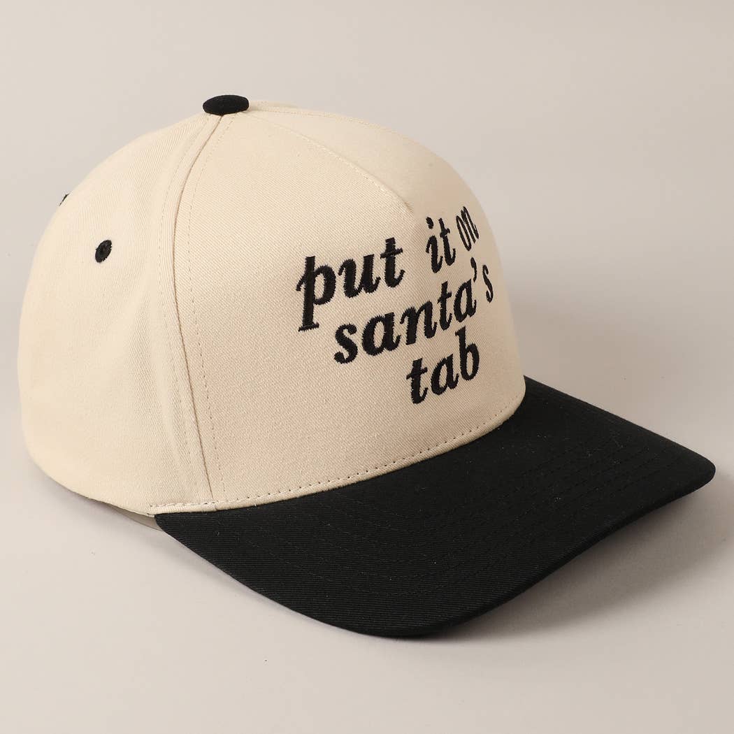 Put It On Santa's Tab Text Embroidery Baseball Cap: Red, ONE SIZE